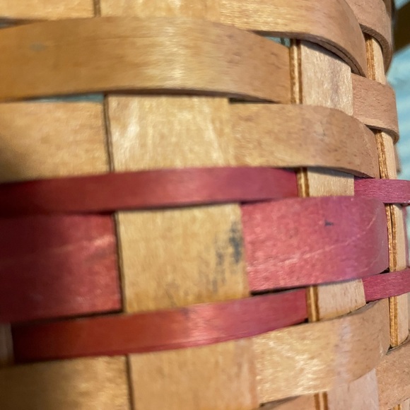 Longaberger Woven Basket with Red and Tan Accents - Picture 9 of 14